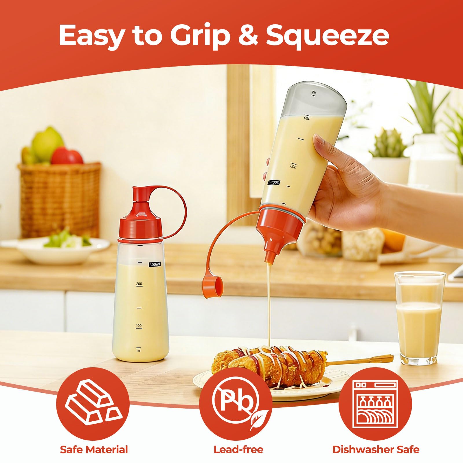 Squeeze Bottles - 2 Pack for Sauces & Crafts -4