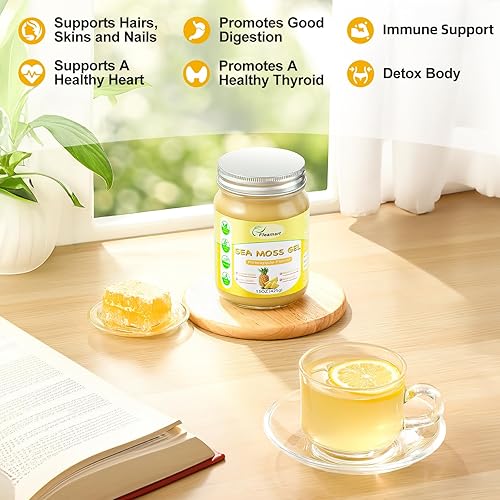 Miniatura 4 de Gel de musgo marino irlandés de 15 onzas líquidas, gel de masa marinera artesanal, vitaminas veganas superalimentarias, apoyo mineral, sabor piña