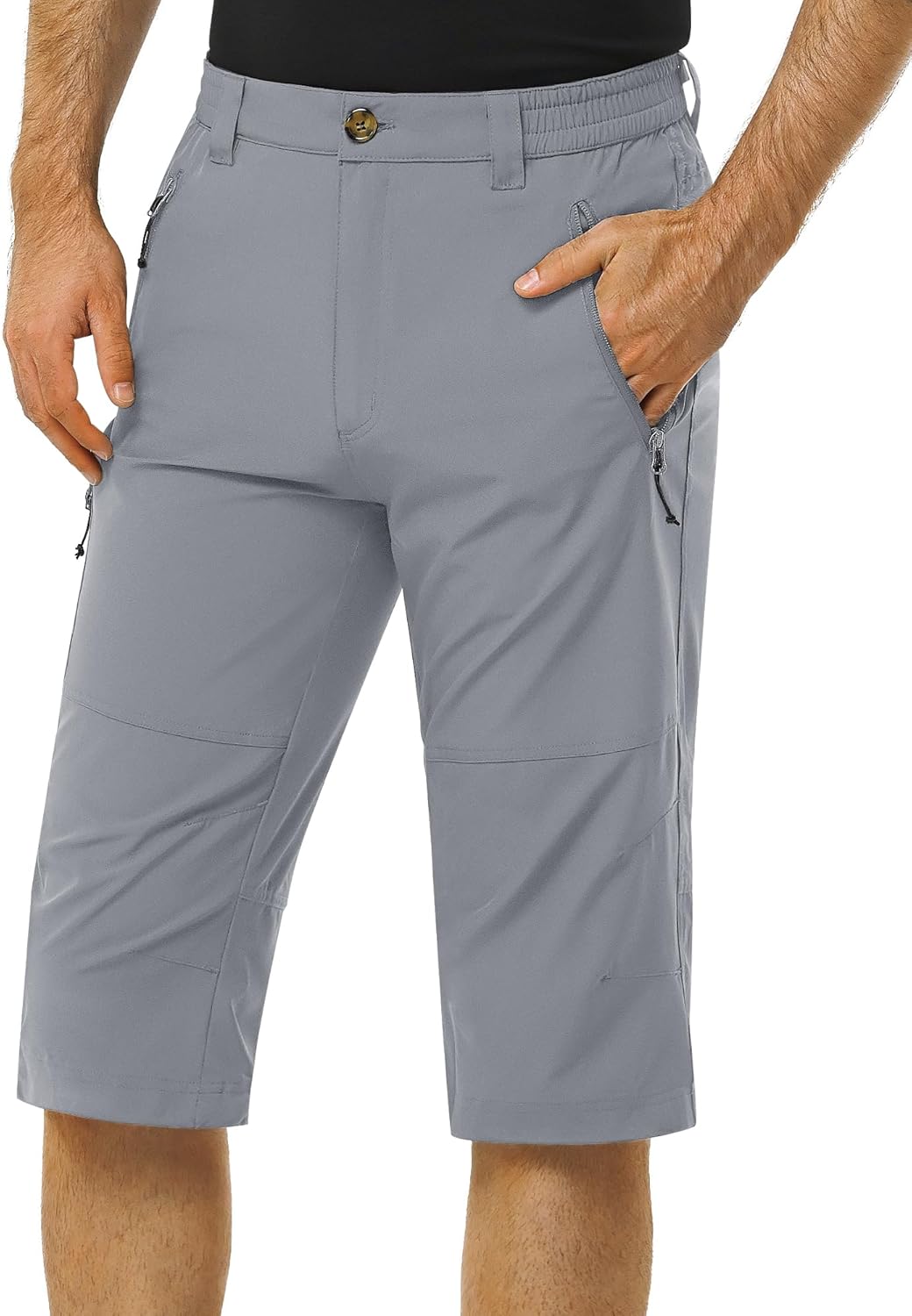 Men’s Hiking Golf Capri Pants 3/4 Cargo Quick Dry Lightweight Stretch Below Knee Shorts Pants Travel Casual