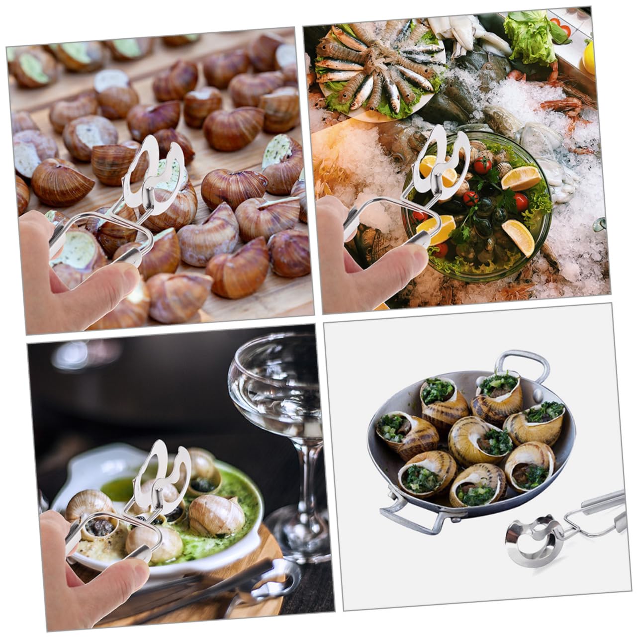 PRETYZOOM 4 Juegos Clip De Comida De Caracola Espátulas Y Pinzas Para Alimentos Accesorios De Charcutería Pinzas Para Servir Paraca Aperitivos Junta Silver Acero Inoxidable 6 Piezas * 4