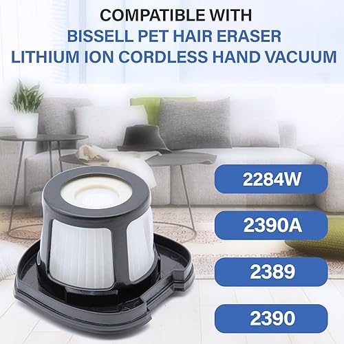 Miniatura 2 de 2579 Filtros de repuesto al vacío compatibles con el borrador de pelo de mascotas Bissell 2390A 2389 y AutoMate 2284W aspiradora de mano inalámbrica