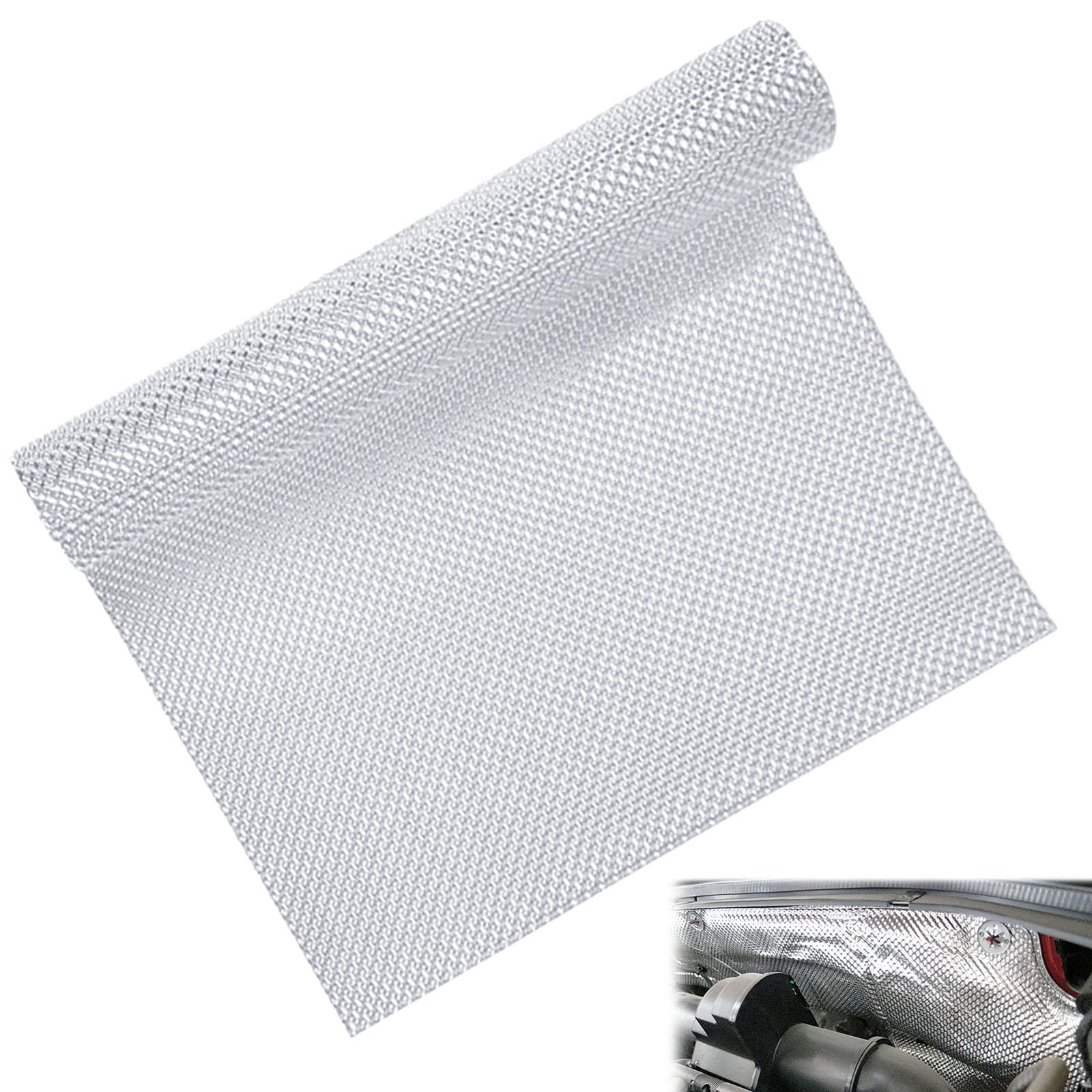 Piastra Termica Isolante Alluminio 100x40cm, Lamiera di Protezione del Calore Goffrata, Paratia Termica Auto per Alte Temperature, Rotolo Pannello Termoriflettente per Tubo Scarico Auto Moto