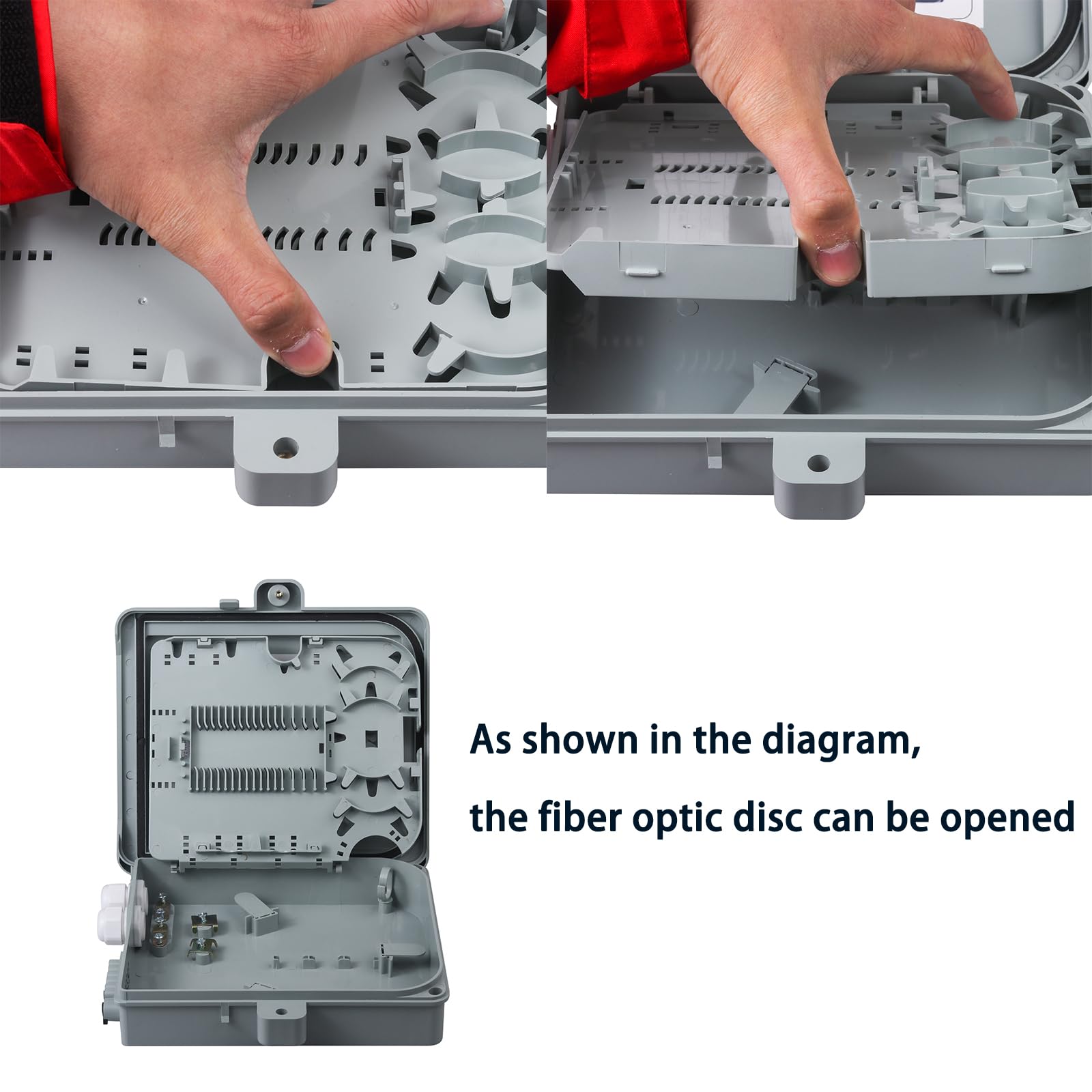 Glasfaser-Verteilergehäuse mit 12 Kernen und 12 LC-Duplex-Singlemode-Kupplungen, FTTH-Glasfaser-Zubehör, 24,5 x 22 x 6,5 cm