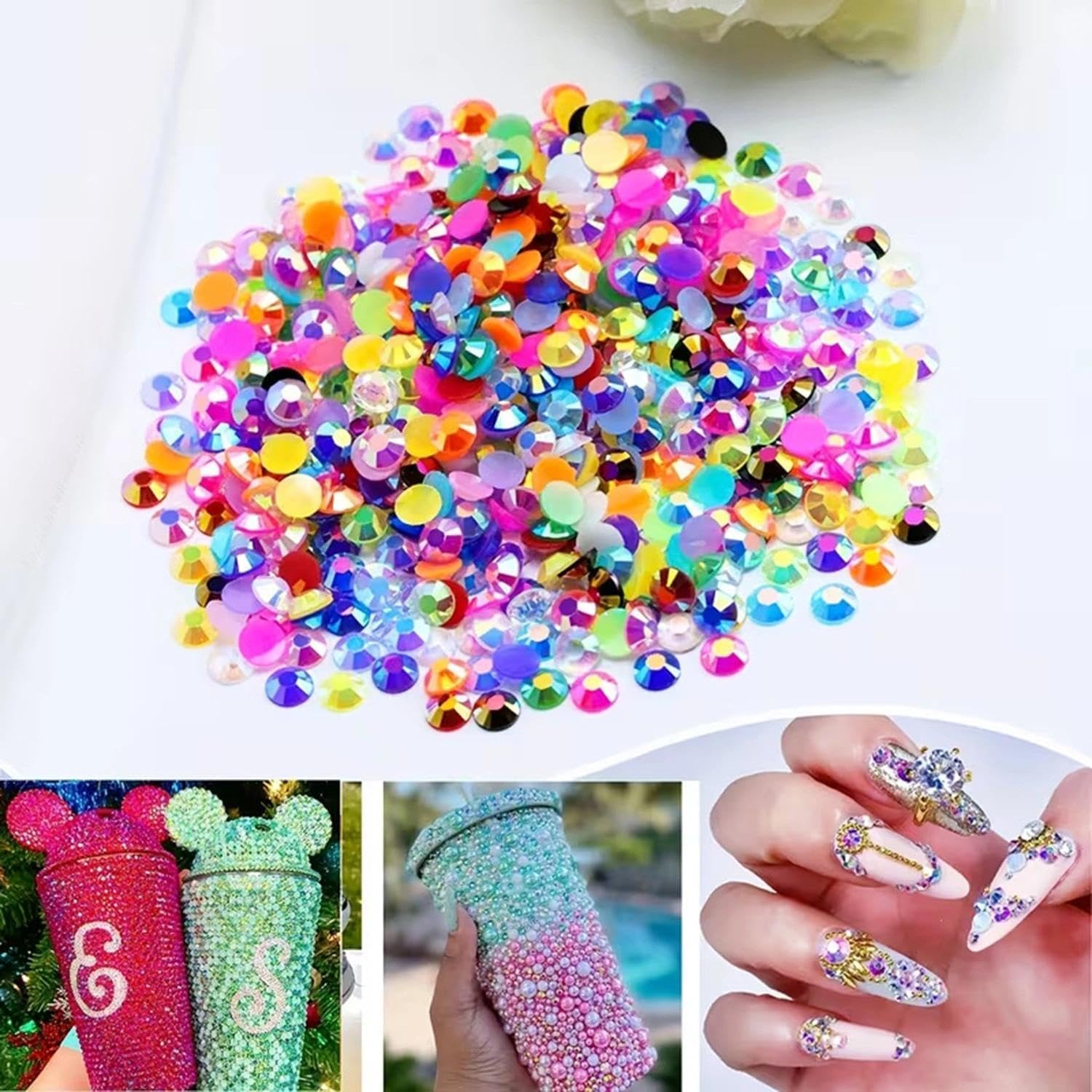 Bedazzling - Kit di 24 strass colorati con penna, 24000 gemme Bedazzler per artigianato, gemme per unghie da 3 mm per Bedazzling con pinzette