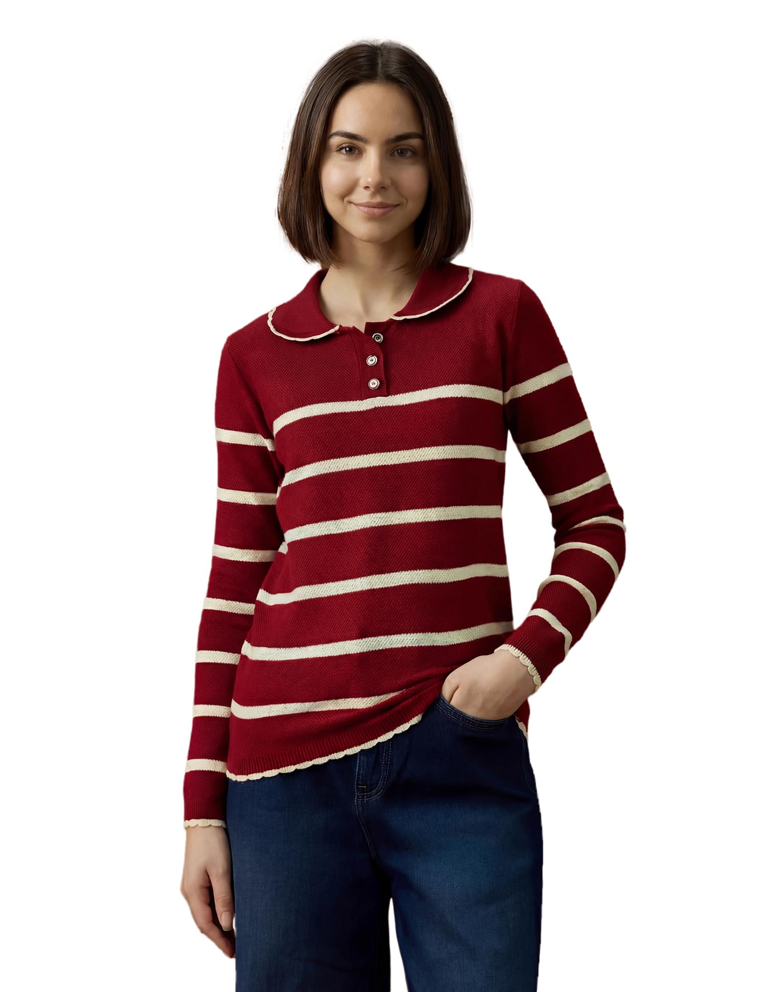 u.s. polo assn. women Horizontal Striped Ribbed Knit Sweater-picture-36