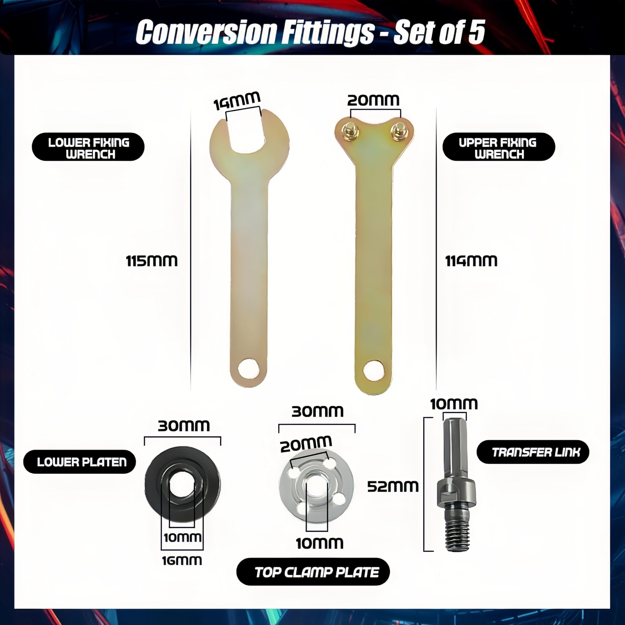 Electric Drill Angle Grinder Connecting Rod Set, 10mm Adjustable Rotary Driver Cutter Shaft Accessories Drill Angle Grinder Adapter With Spanner For Cutting Disc, Polish Disc And Polish Sponge (2 Set)