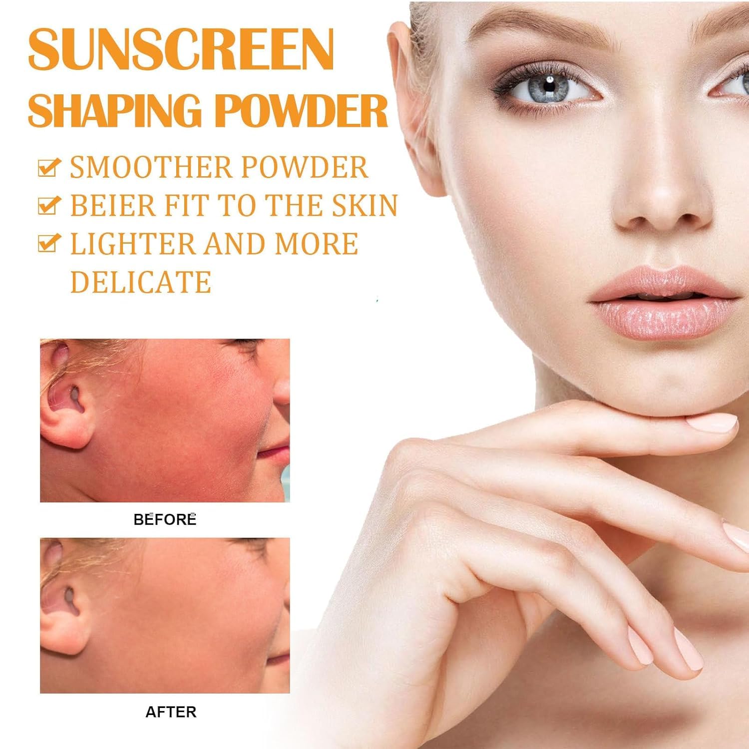 Powder Sunscreen for Face,Mineral SPF 50 PA+++ Sunscreen Powder, Lasting Lightweight Breathable for All Skin