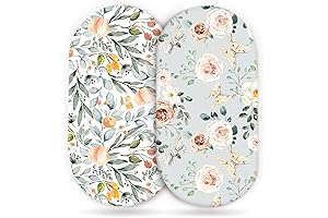Watercolor Flowers and Fruits Grils Universal Fitted Bassinet Sheet Set