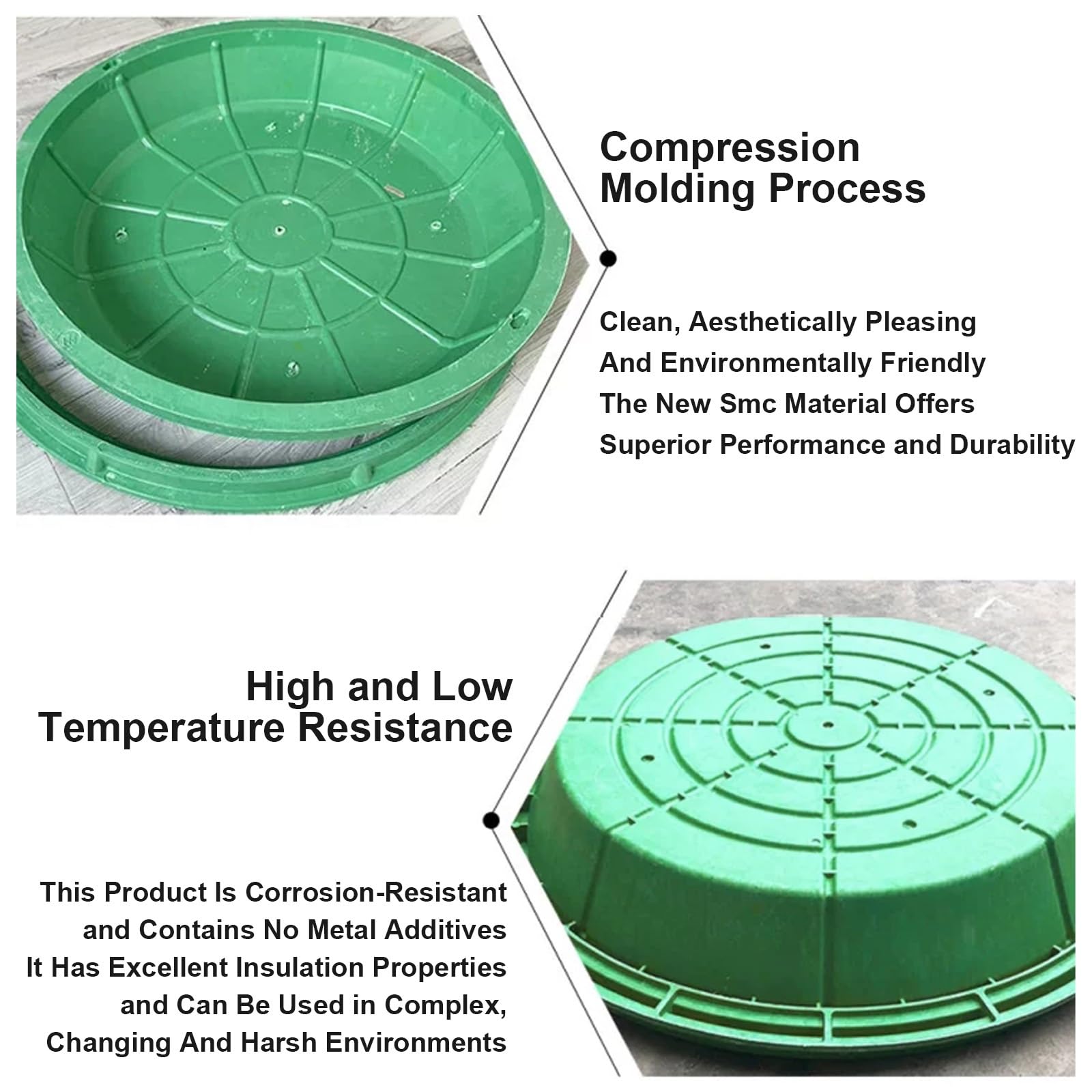 Coperchi Pozzetti in Plastica, Chiusino Pozzetto per Fosse Settiche con Base, Tombino per Fognature in Vaso D'erba per Giardini, Prati e Cortili(70 * 12cm/27.6 * 4.7in)