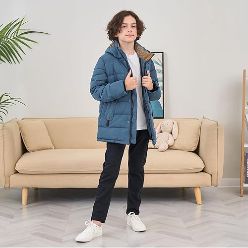 Miniatura 17 de Mallimoda - Abrigos de inverno con capucha y relleno de plumón para niño Estilo 1 negro,Estilo 1 Azul Profundo,anaranjado ( Style 1 Orange),Estilo 1