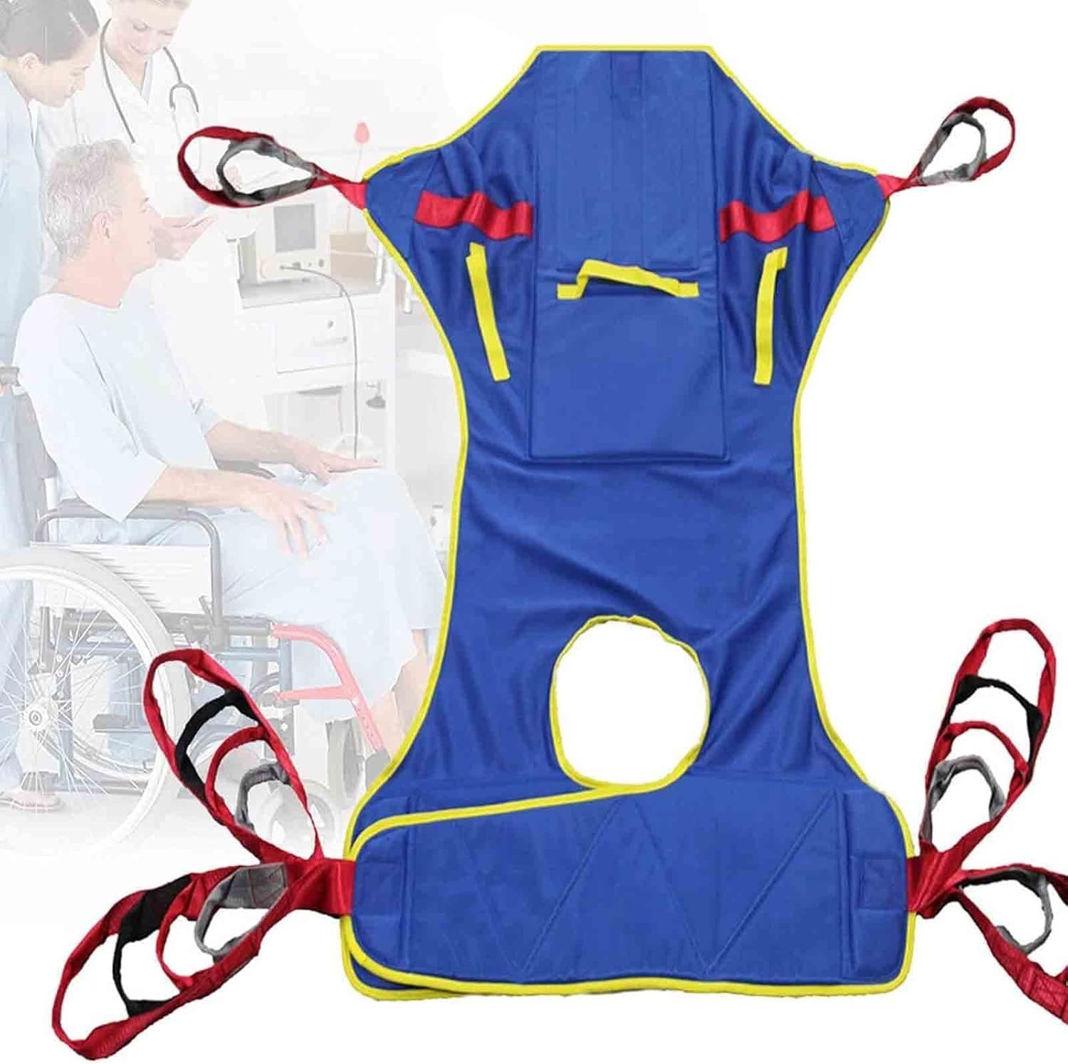 Arnés Elevación Paciente Cuerpo Completo, Inturón De Transferencia Médica De Elevación, Gruas Personas Mayores, para Enfermería, Anciano, Discapacitado, Arnes para Baño,Carga Máxima 230 Kg L