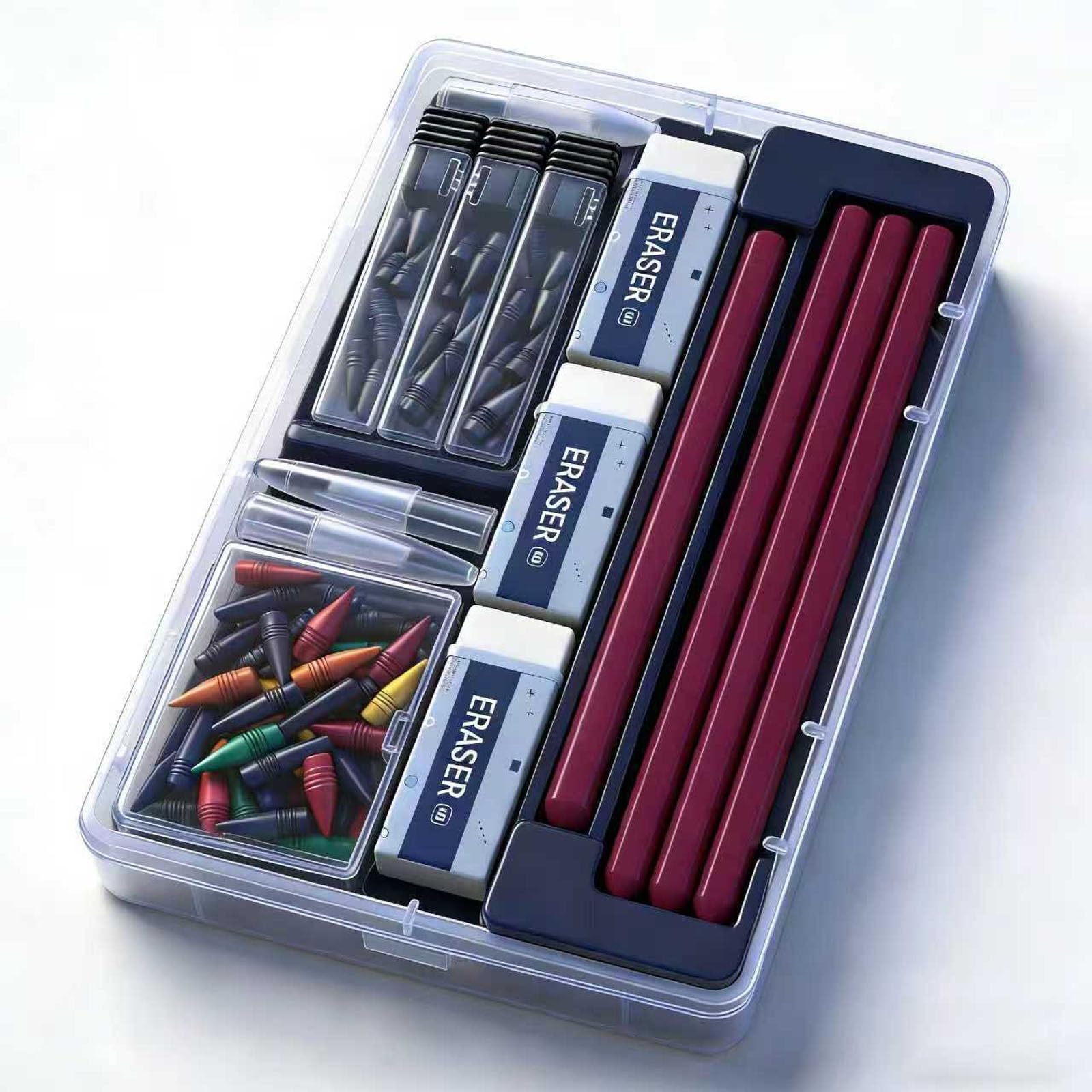 everpen Forever Pencil,Metal Infinity Pencil with Replaceable Nib, Metal Alloy Writing Instrument, With 12 Colored Refill Tips, Pencils for Drawing, Sketching and Writing (Red Suit)