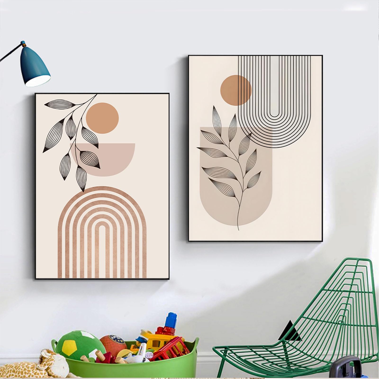 BNREDA Juego de 3 pósteres bohemios, línea abstracta en lienzo, arte de pared, póster moderno de línea geométrica, decoración para salón, dormitorio y sin marco (A, 60 x 90 cm x 3, sin marco)