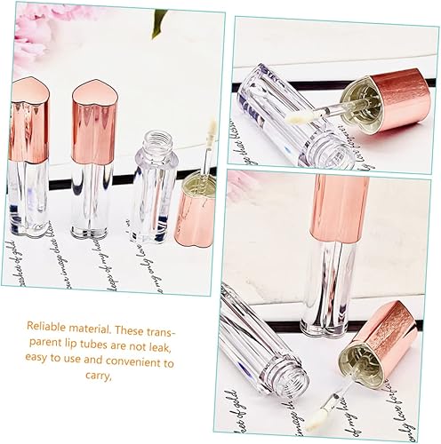 4pcs Heart Shaped Lip Gloss Tubes Empty Lip Balm Containers Diy Lipstick Tubes Plastic Leakproof Design