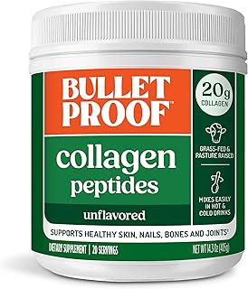 Bulletproof Péptidos de colágeno en polvo sin sabor con aceite MCT, 14.3 onzas, proteína de colágeno alimentada con pasto para apoyo de piel, huesos y articulaciones, pastos criados, sin hormonas