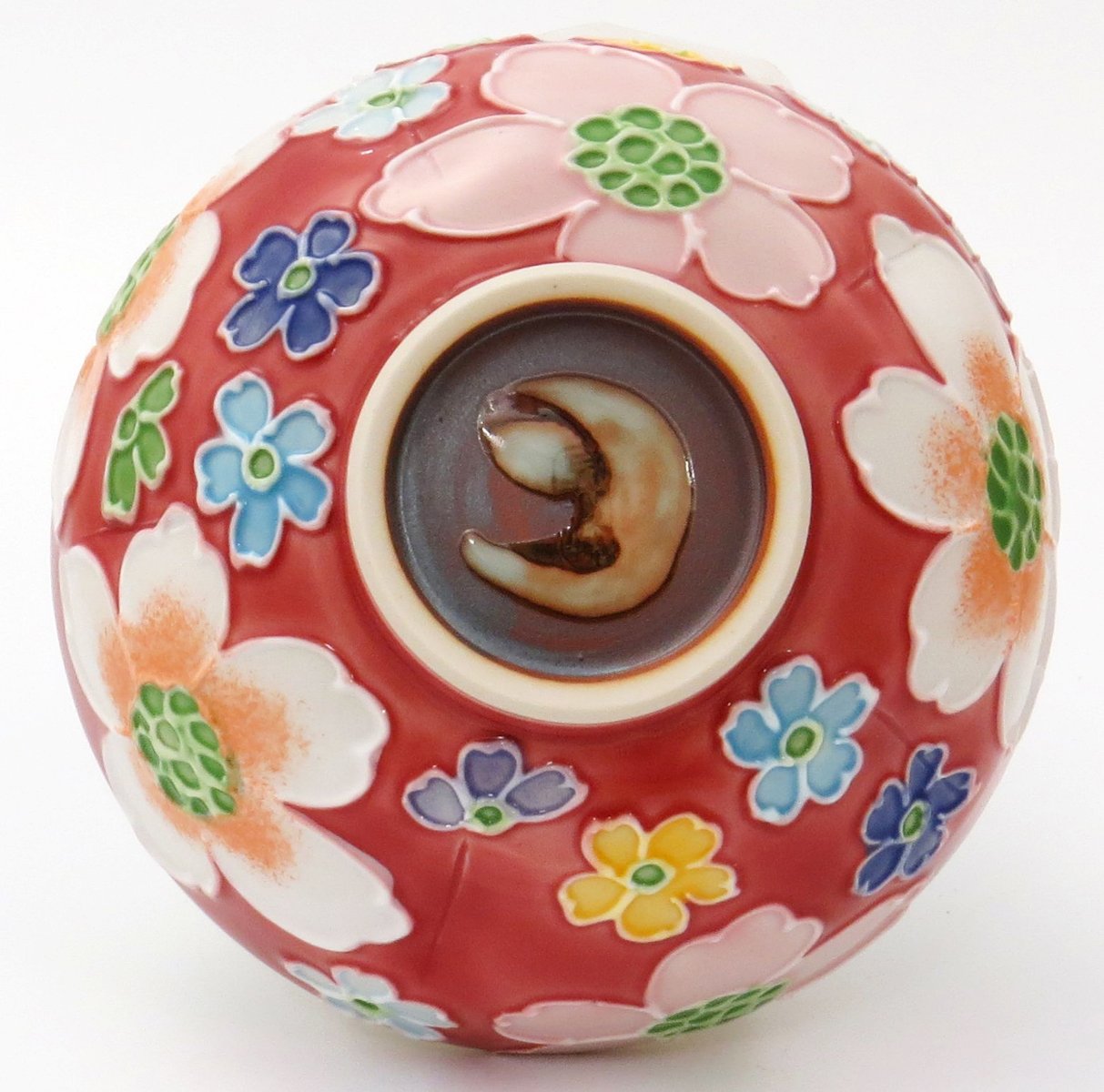 Amazon.co.jp: 京焼 清水焼 昇峰窯 茶漬 小 交趾花尽くし (赤) B3-13小