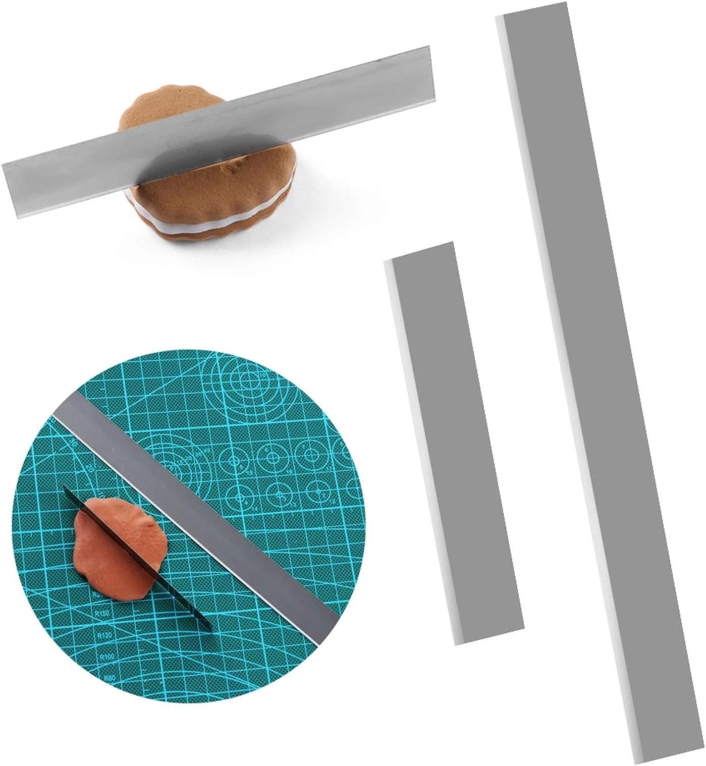 Clay Cutter Blade- 2 Pcs Set Flexible Stainless Steel Polymer Clay Cutters Blade Ceramic Shaping Modelling Sculpting Cutting Slicing Tools for DIY Pottery Craft