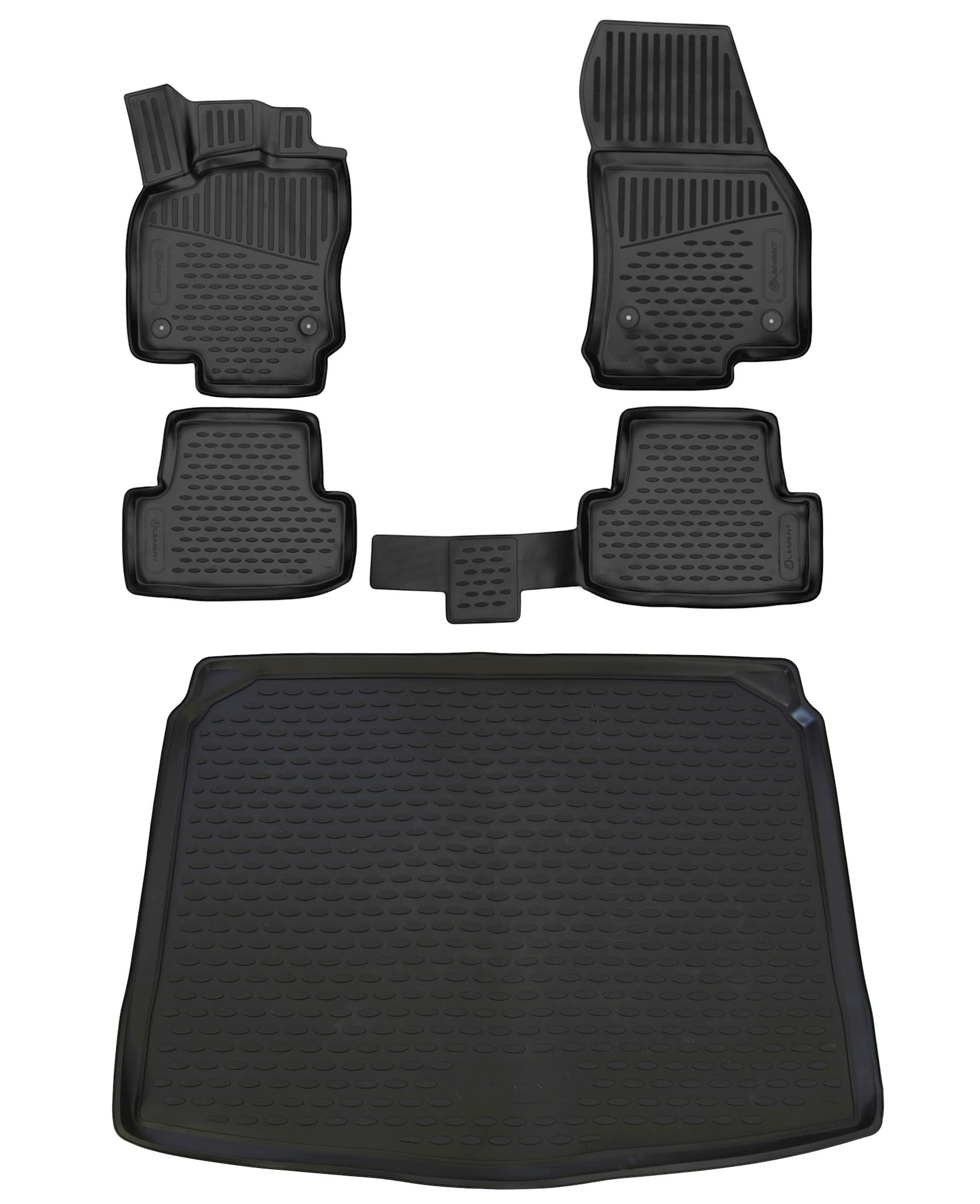 Kofferraumwanne & Fußmatten im Set passend für Skoda Karoq Bj 11/2017- | TPE-Material, erhöhter Rand, wasserdicht, rutschhemmend, pflegeleicht, UV- & witterungsbeständig