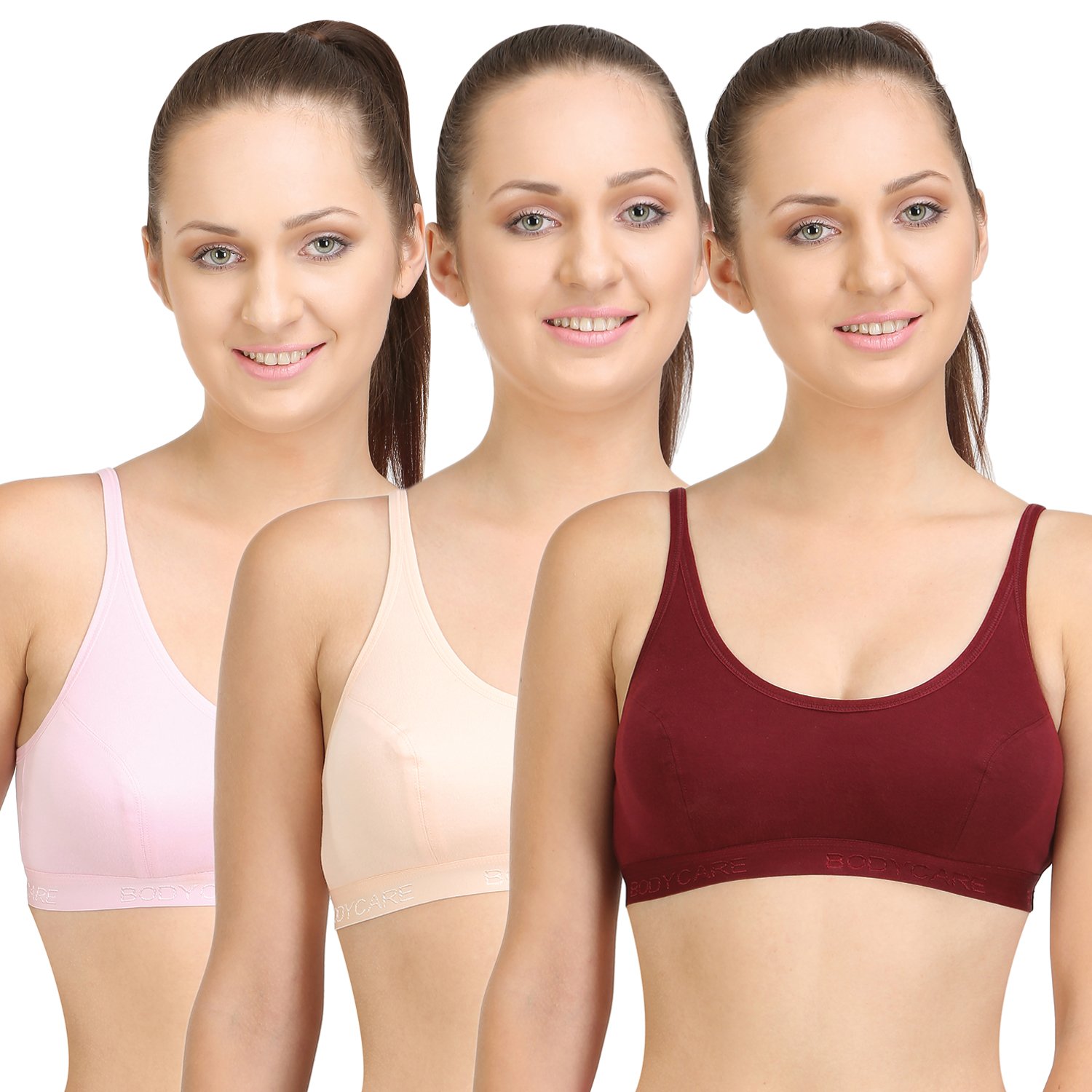 bodycare Pack of 3 Sports Bra in Maroon-Orange-Pink Color - E1608MHPCPI-picture-19