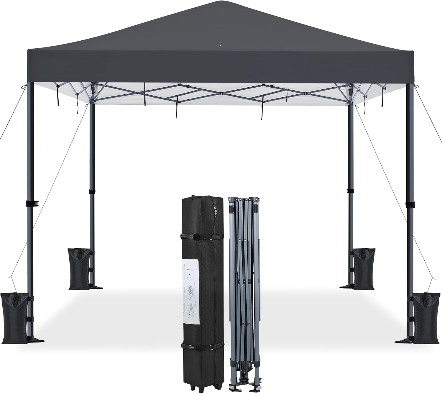Topeakmart Pop-up Canopy with One-Push-to-Lock Setup Mechanism, UPF 50+ Instant Event Shelters Sun Shade Tent, Suitable for Home & Commercial Use (12x12FT, Dark Gray)