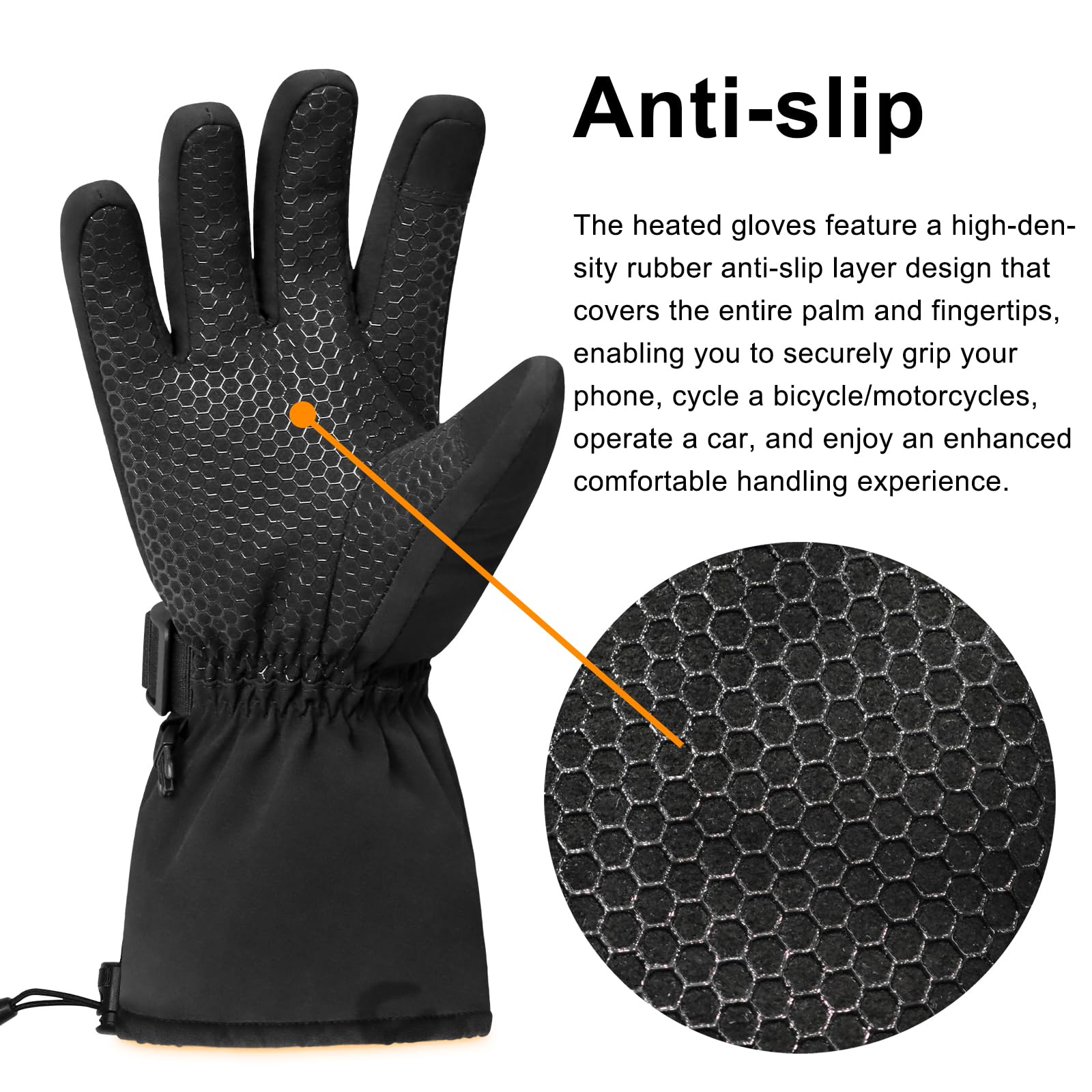 Loowoko Guantes Calefactables con batería 7.4v 3000mah × 2, 3 Niveles de Calentamiento, Impermeables, Pantalla táctil, Guantes calefactables USB para Trabajo al Aire Libre, Moto, Bicicleta, esquí