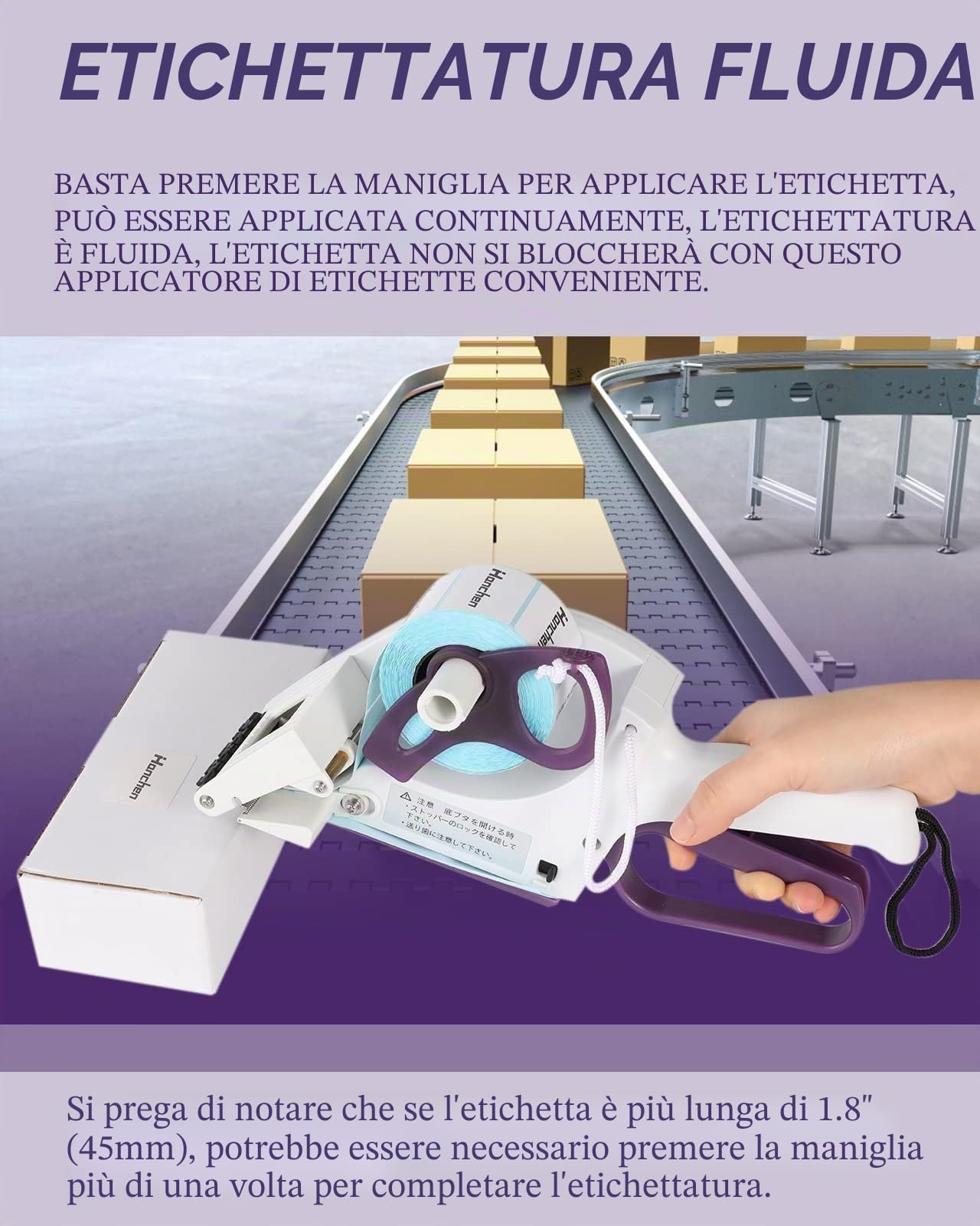 Hanchen Applicatore di etichette Etichettatrice adesiva portatile Pistola Applicatore di codici a barre Applicatore di etichette manuale Etichettatrice per bottiglie piatte quadrate rotonde per