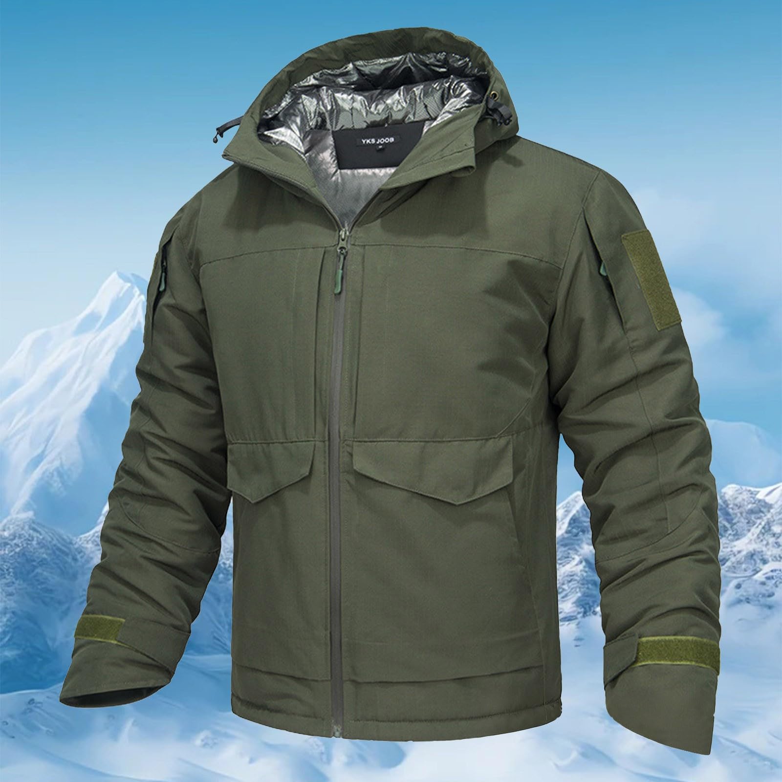 Giacca tattica riflettente da uomo, giacca militare isolante e antivento, stile militare, per l'inverno e le attività all'aria aperta, mimetica