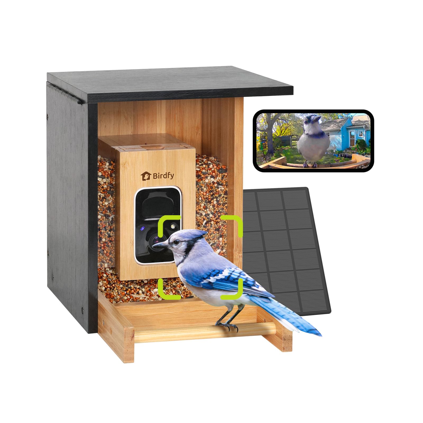 NETVUE by Birdfy Vogelfutterhaus mit Kamera, Solarbetrieb Bambus WLAN Vogelfutterstation, KI-Vogelidentifikation, Automatische Videoaufnahme, Vogelbenachrichtigung, Vogelhaus mit Kamera