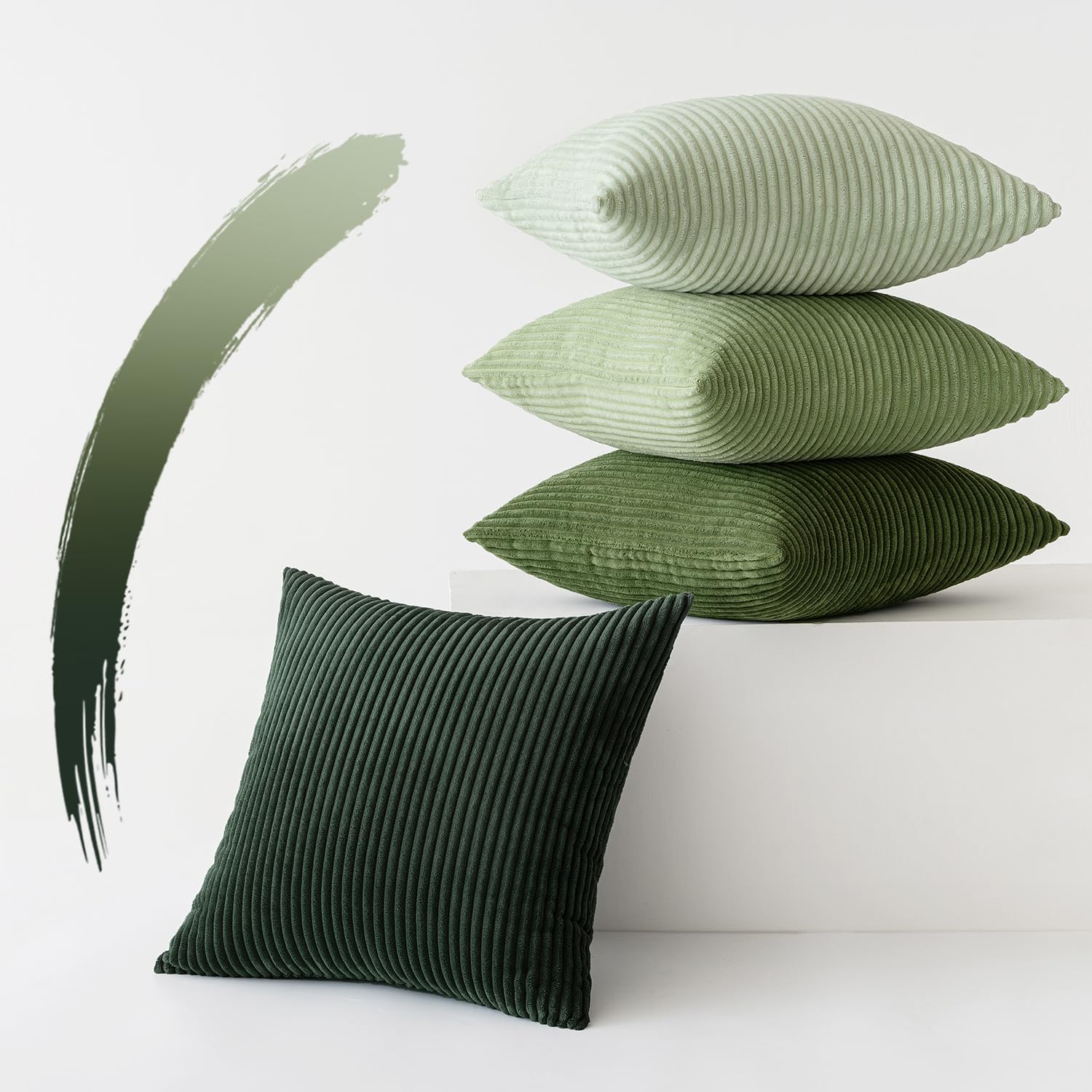Slozzi Set van 2 Corduroy kussenhoezen, decoratieve kussenslopen, zachte kussenslopen voor thuis, sofa, stoel, bank, slaapkamer, woonkamer, 12 x 20 inch 30 x 50 cm, lichtgrijs