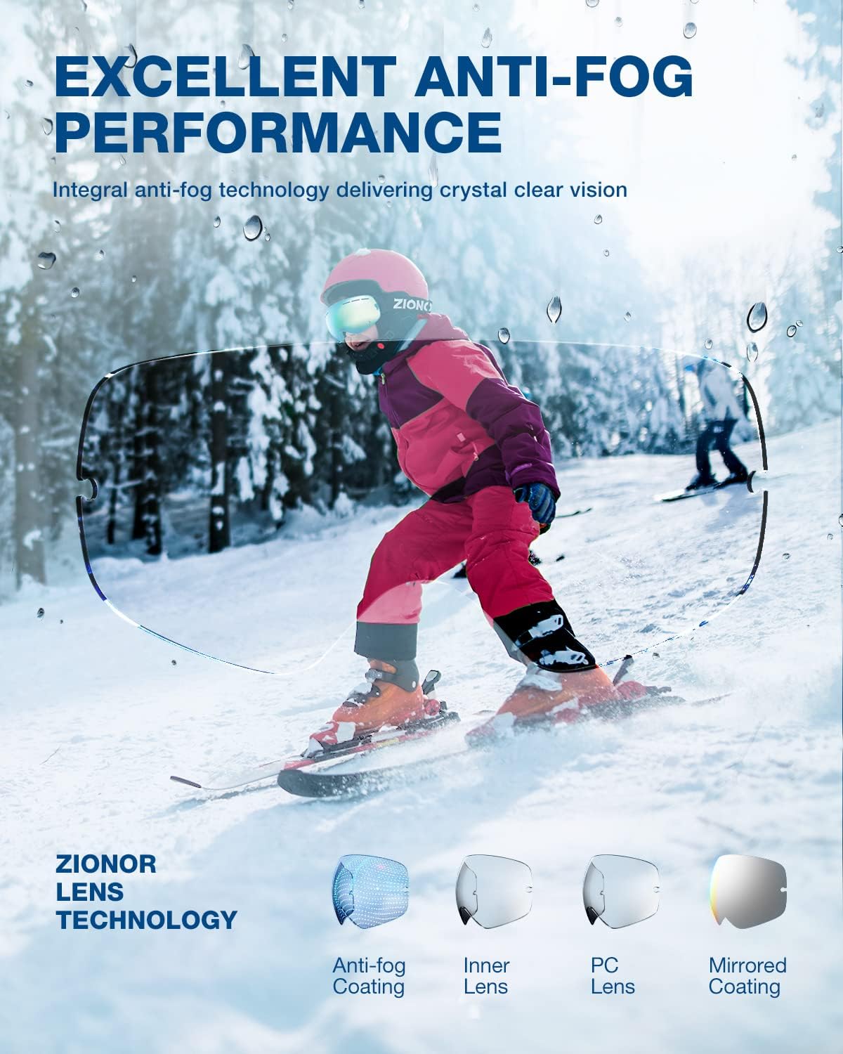 ZIONOR XMINI Kids Ski Goggles - Snowboard Snow Goggles for Boys Girls Youth - Image 4