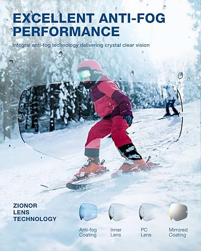 Miniatura 4 de ZIONOR XMINI Gafas de esquí o snowboard para niños y niñas Gafas para la nieve con protección de rayos ultravioleta no se empañan con lente esférica