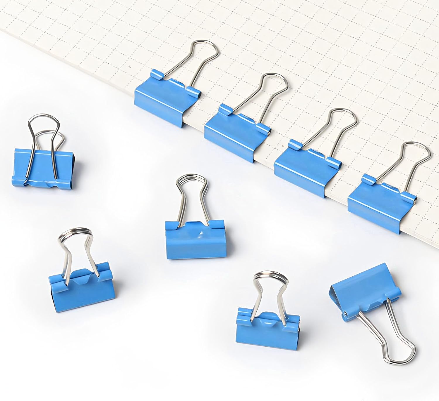 50 Pack Medium Blue Binder Clips 1 Inch (25 mm), Colored Paper Clamps, Middle Size Paper Clips for Office Home School Business 1" image 4