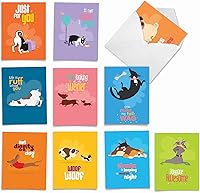 Vista 10 de The Best Card Company - 10 tarjetas de felicitación para perros en blanco para todas las ocasiones (4 x 5.12 pulgadas) - Perros de ojos de lectura