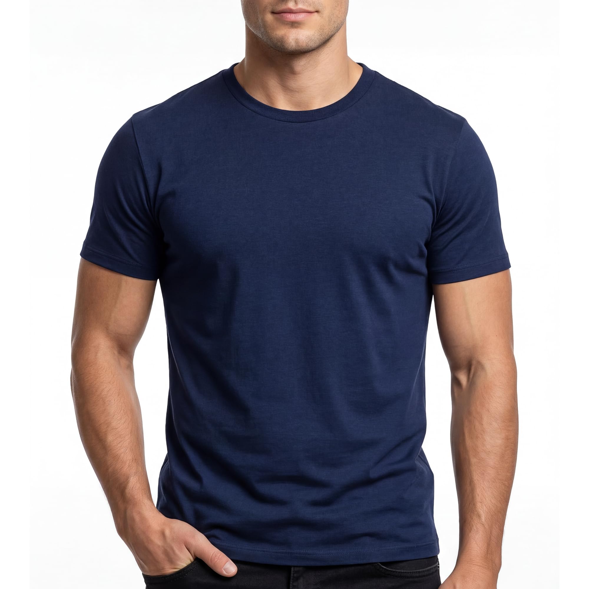Cotton King Mens T-Shirts Cotton Blend Crew Neck Athletic Fit Casual Tee | UltraSoft Basic tee shirts, Pre-Shrunk, Lightweight, Casual, Versatile, Breathable, Solid Color, Work, Gym& everyday wear