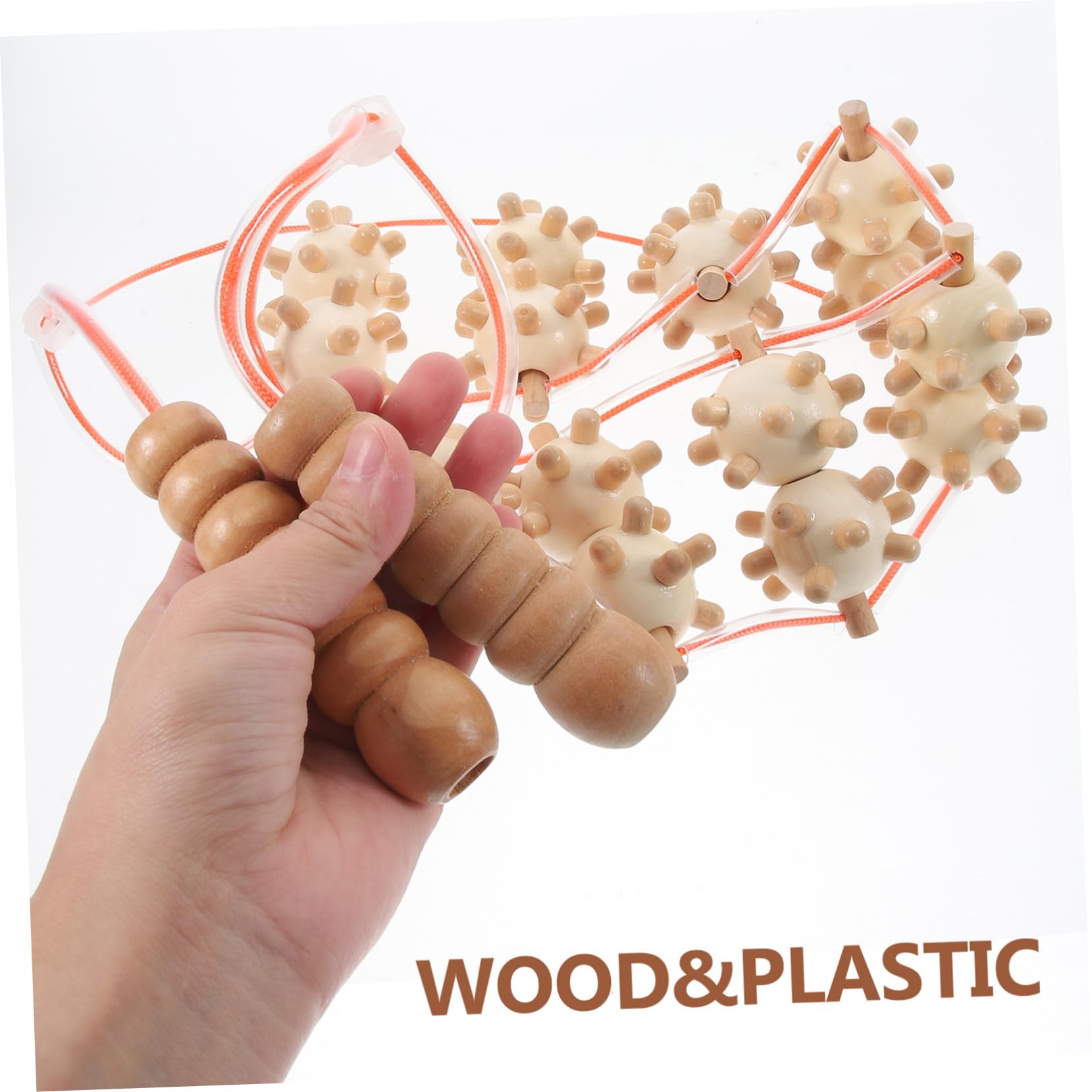 Masajeador de Espalda de Mano Rodillo de Madera y Plástico | Práctico para Hogar, Brazos y Músculos, Uso tras Ejercicio y Yoga, Cómodo y Portátil