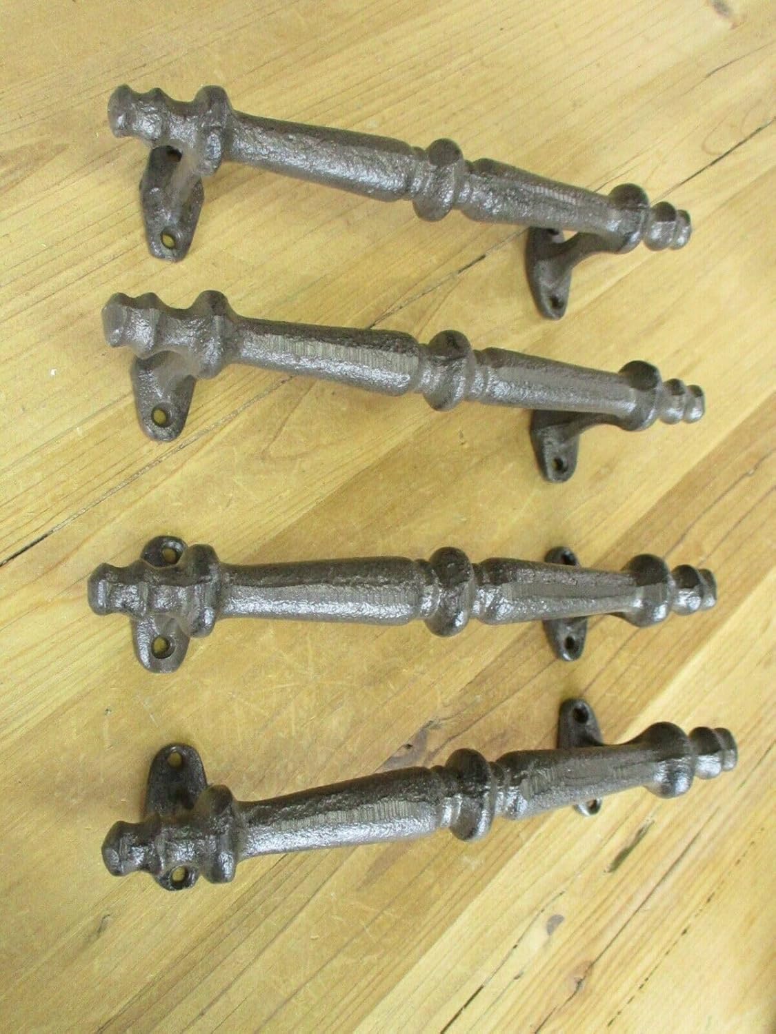 Vintage 4 Large Handles Rustic CAST Iron BARN Door Handles SHED GATE PULLS Drawer Fancy