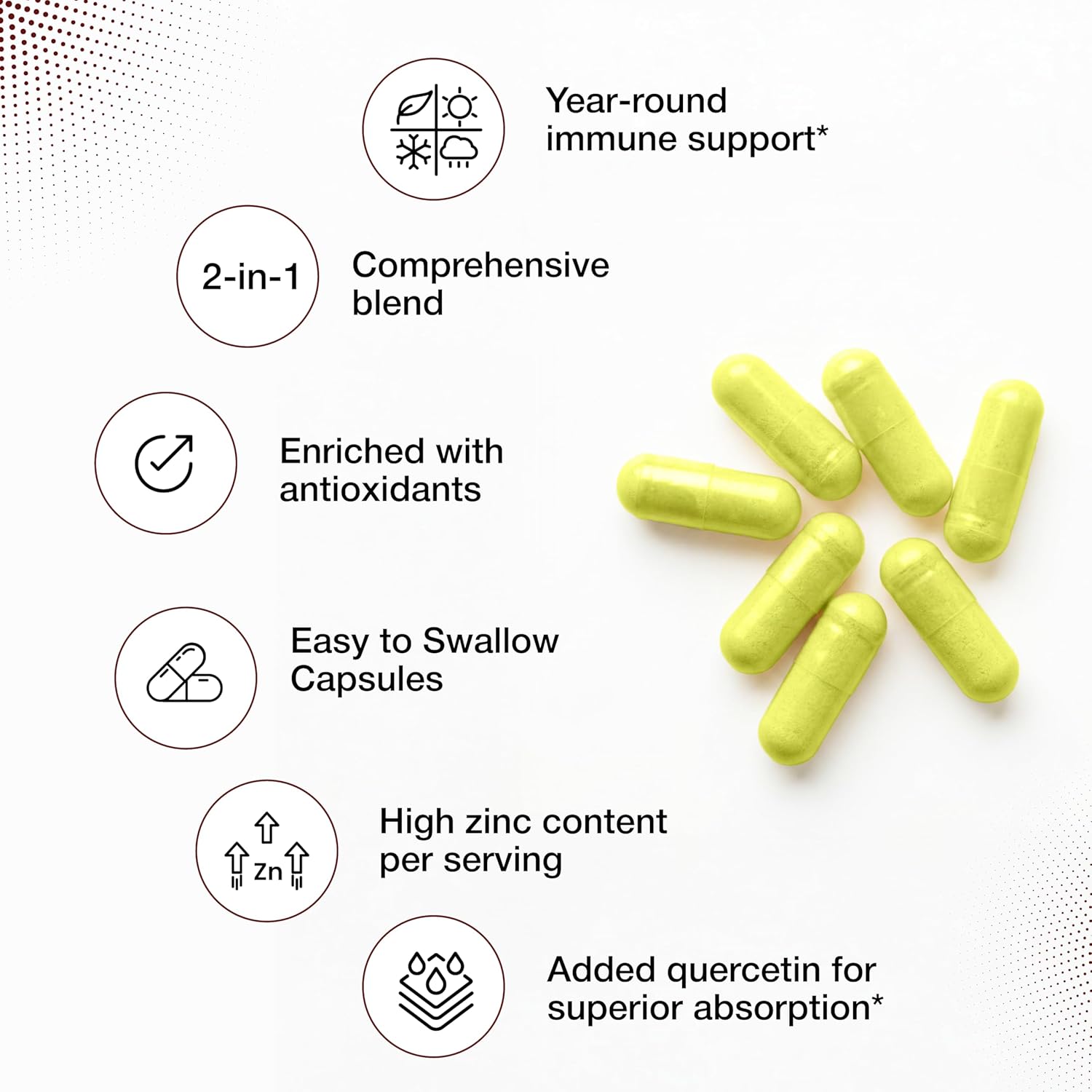 Sandhu's Zinc Quercetin 120 Vegetarian Capsules (Pack of 1) | High Absorption Zink Supplements for Immunity and Seasonal Allergy | Antioxidant Immune Support for Men and Women | Easy to Swallow - Image 3