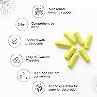 Vista 3 de Sandhu's Zinc Quercetin 60 cápsulas vegetarianas (paquete de 1) Suplementos de zinc de alta absorción para inmunidad y alergia estacional Apoyo