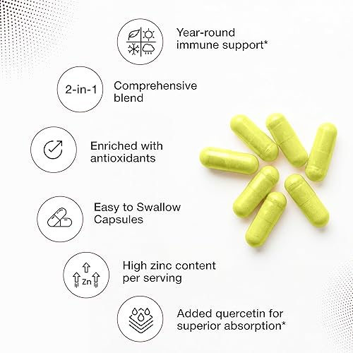 Miniatura 3 de Sandhu's Zinc Quercetin 60 cápsulas vegetarianas (paquete de 1) Suplementos de zinc de alta absorción para inmunidad y alergia estacional Apoyo