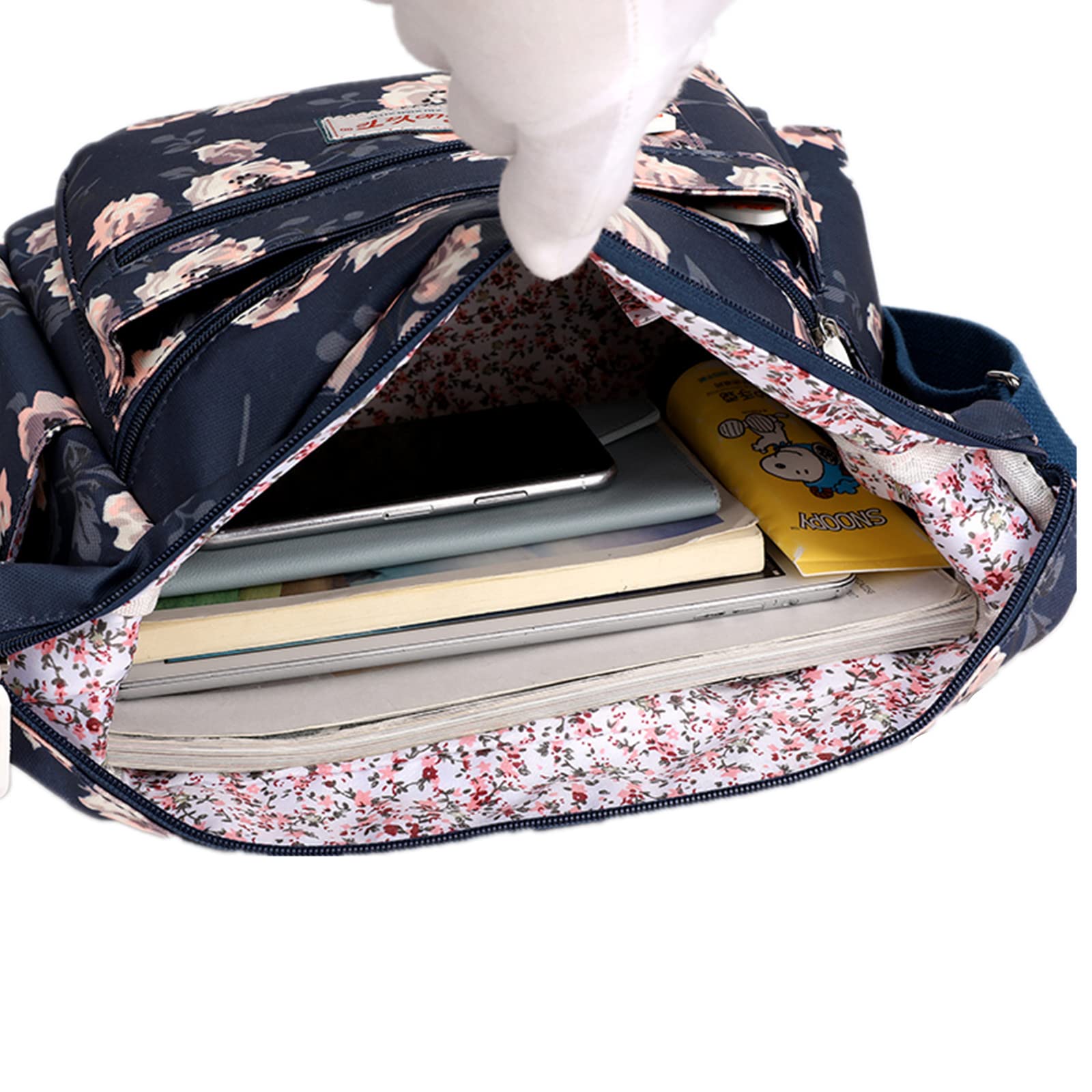 Bolso cruzado para mujer, con múltiples bolsillos, de nailon, bolso de hombro, bolso de viaje ligero