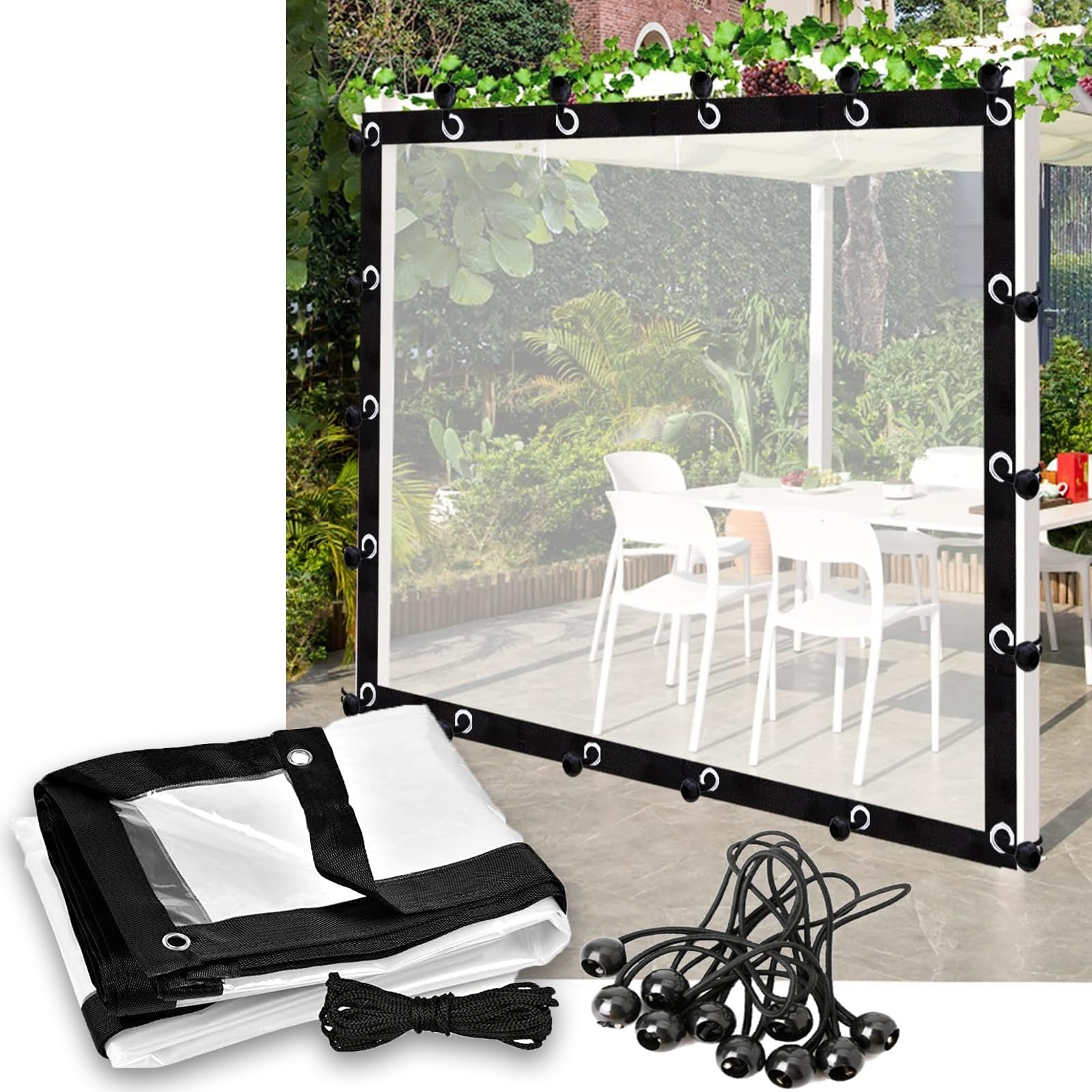 Bâche en PVC transparent ultra-résistante imperméable anti-poussière pour meuble et terrasse