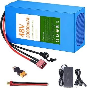 48V 20AH E-Bike Battery Pack, 48Volt Replacement Batteries with 40A BMS & PVC Case Prefect for 200-1500W Systems Support 48V 20AH 200-1500W
