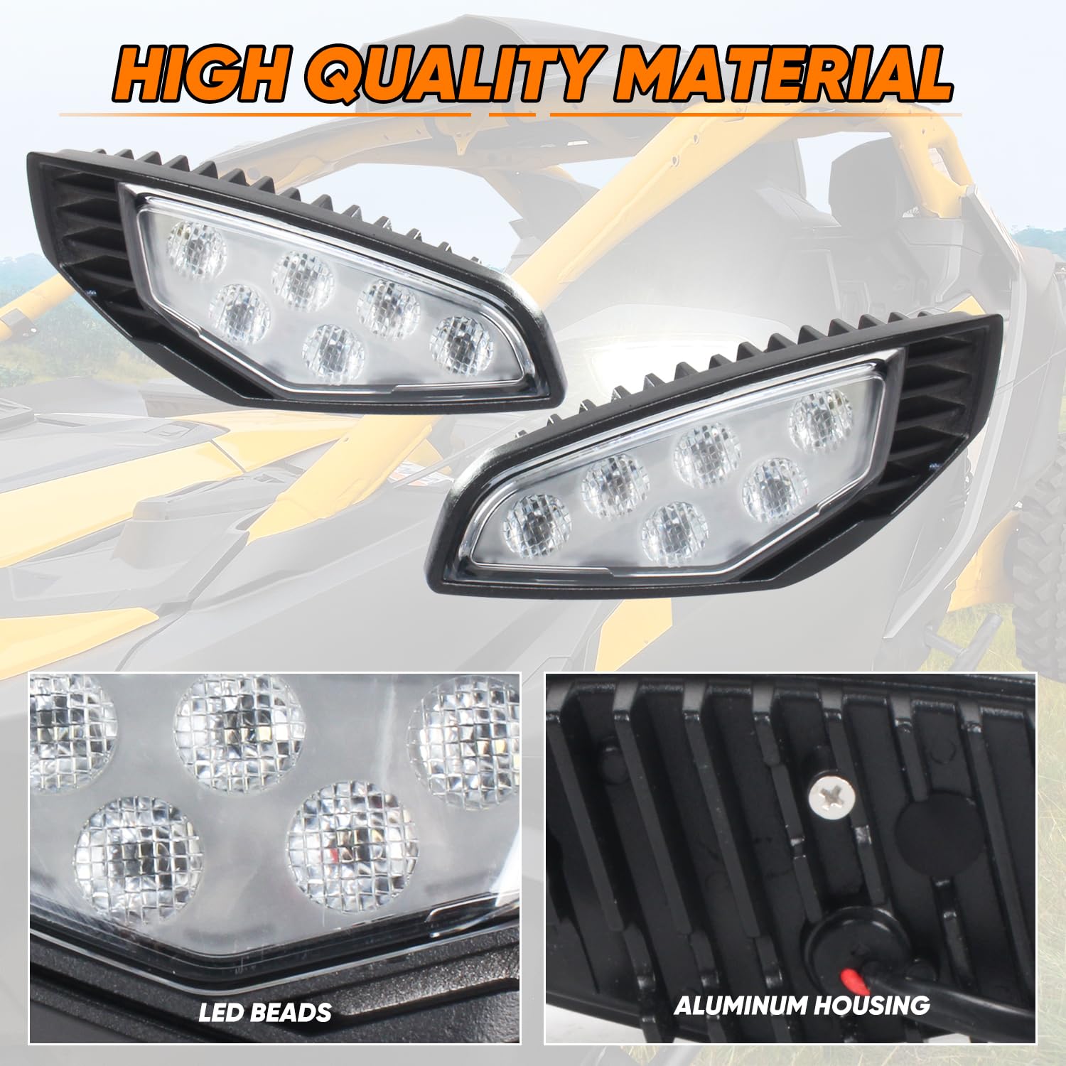 CUSAUTV LED Side Mirror Lights Compatible with 2024 2025 Can Am Maverick R/R MAX Models Accessories Side Rear View Mirror Accent Auxiliary Lights Kit Replacement for 715007185 (2PCS)