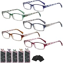 Reading Glasses for Women, 5 Pack Blue Light Blocking Computer Ladies Readers Men with Spring Hinge +2.0x
