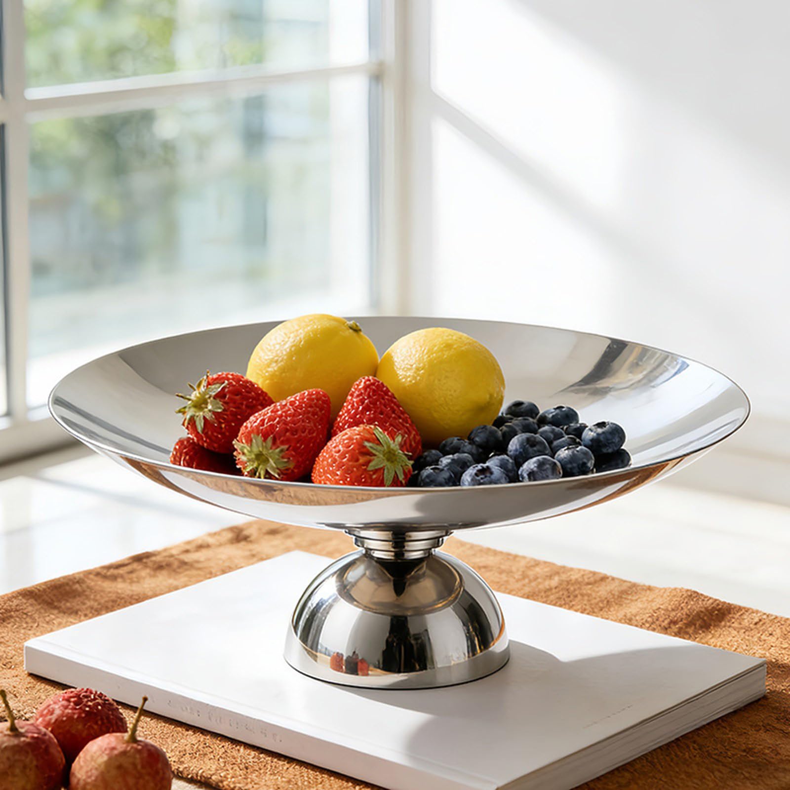 da esposizione rotondo per dessert con base piedistallo, vassoio per frutta in acciaio inossidabile per tavolo da pranzo, piano lavoro e ora del tè da dessert Vassoio per pasticceria
