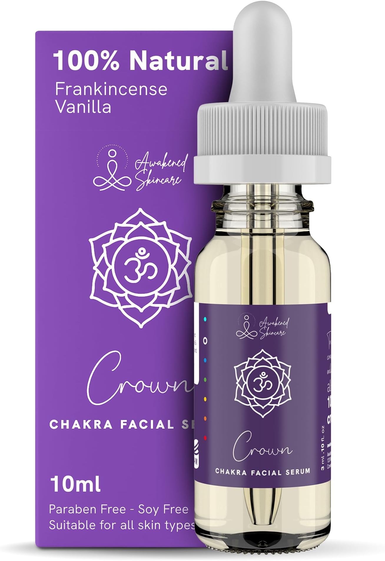 Crown Chakra Facial Serum Essential Oils Blend, Natural & Organic Moisturizing Serum for Face with Sunflower, Argan, Apricot, Frankincense, Vanilla Oils for Spiritual Journey, Peace, Deeper Connection