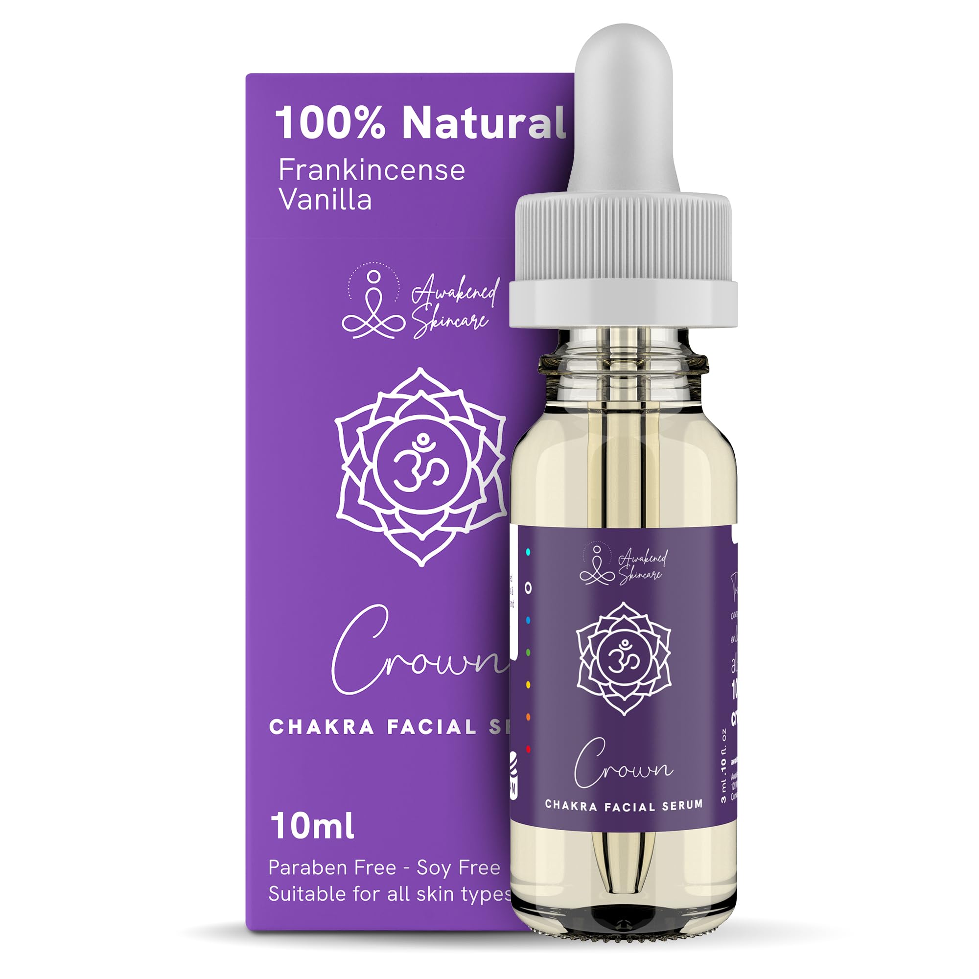 Crown Chakra Facial Serum Essential Oils Blend, Natural & Organic Moisturizing Serum for Face with Sunflower, Argan, Apricot, Frankincense, Vanilla Oils for Spiritual Journey, Peace, Deeper Connection