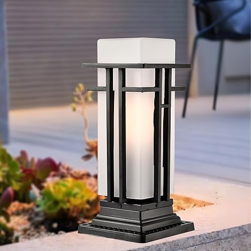 Antique House Luz de poste al aire libre negro mate para montaje en muelle al aire libre, poste de luz al aire libre para exterior de aluminio y