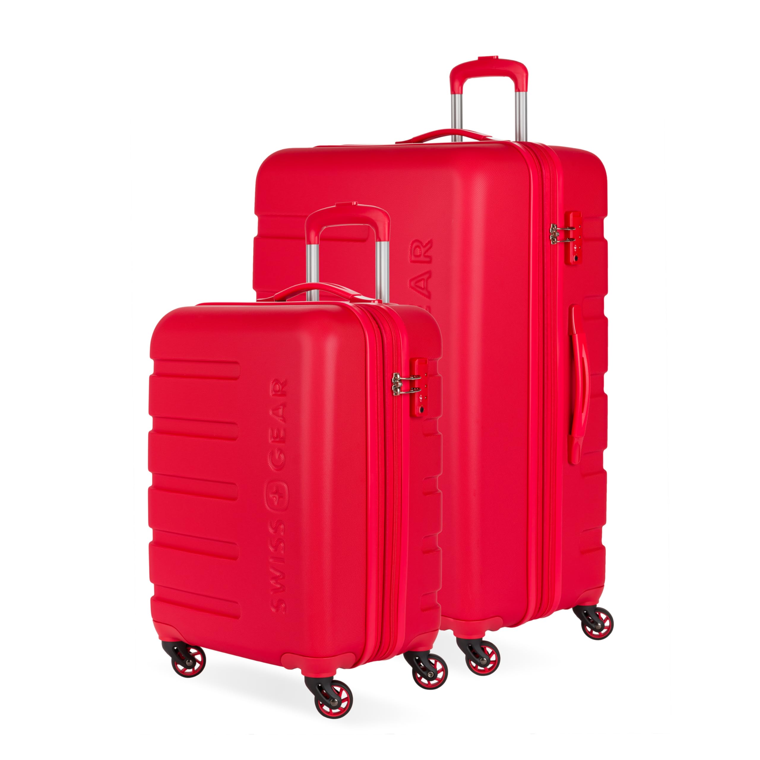 SWISSGEAR Signature Carry-On/Large Hardside Expandable Spinner Luggage Set, ABS Construction, TSA-Friendly Lock, Red, 2-Piece Set (19/27-Inch)