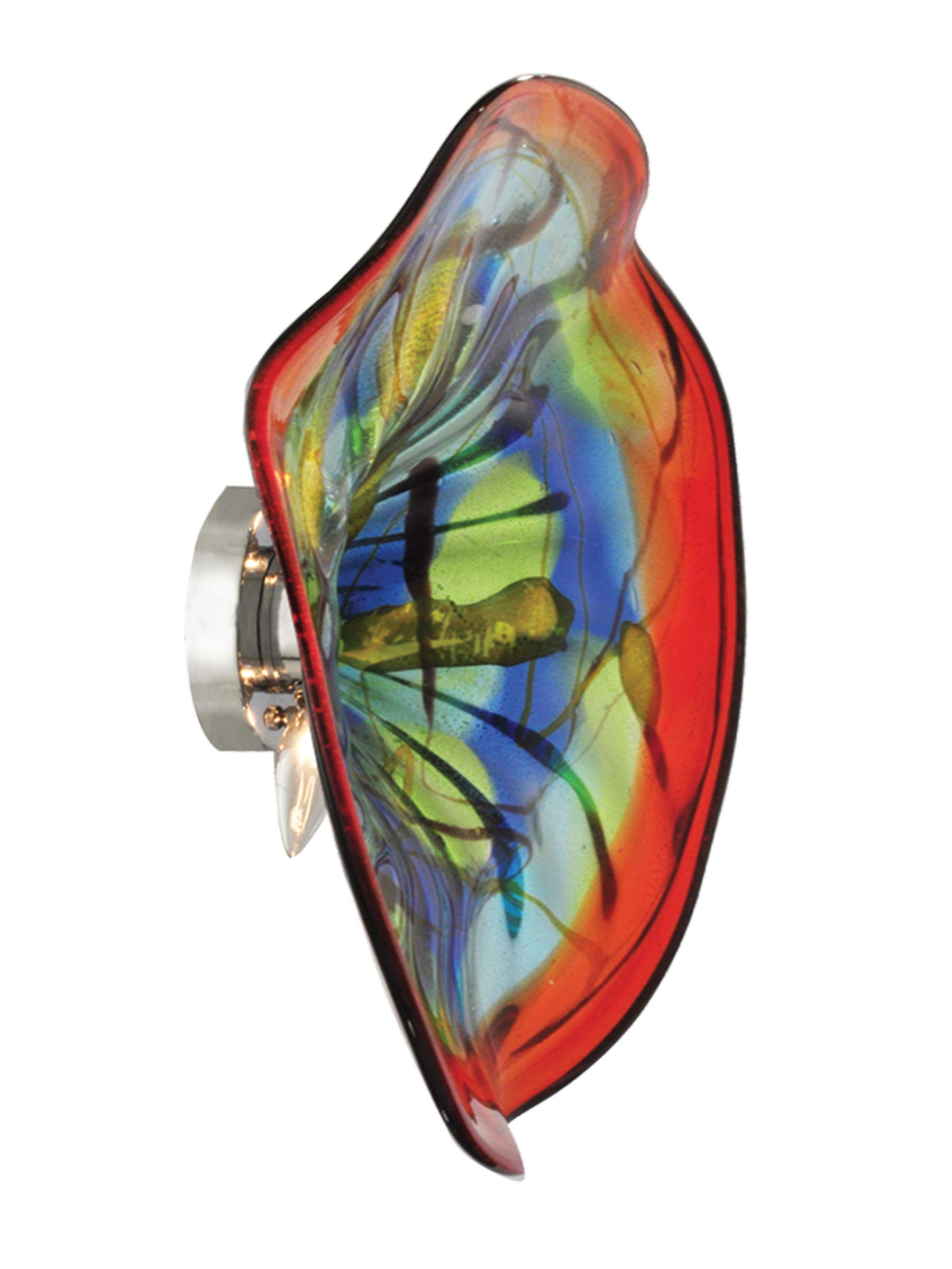 Dale Tiffany AV13107-D20LT Hankley Hand Blown Art Glass Wall Light, Polished Chrome